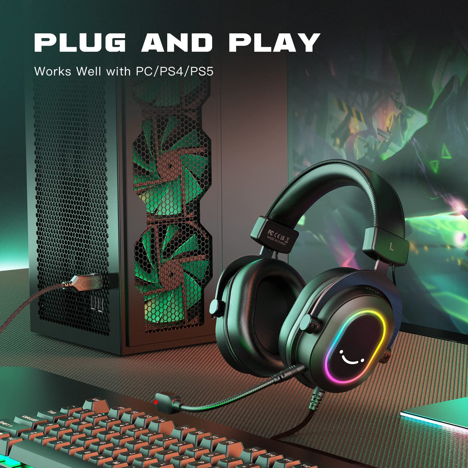 FIFINE Ampligame H6 - 7.1 Surround Sound Wired Gaming Headphone