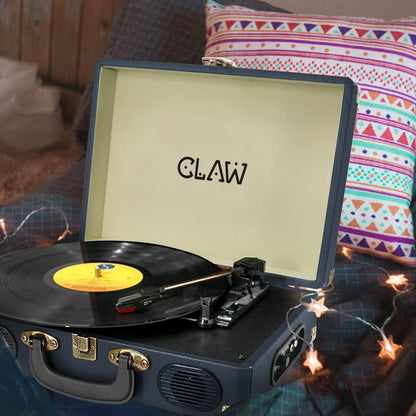 CLAW Stag Portable - Turntable with Built-in Stereo Speakers (Dark Blue) (Use Code Origin5 to Get 5% Discount)