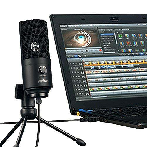 FIFINE K669B Condenser USB Microphone, Recording Mic with Gain