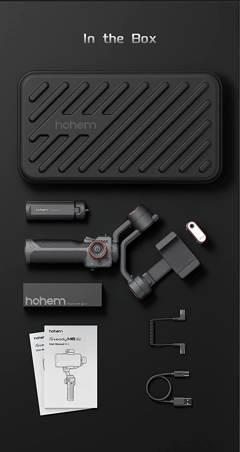 Hohem M6 Kit - 3 Axis Mobile Gimbal with OLED Display and Magnetic Fill Light with AI Vision Sensor