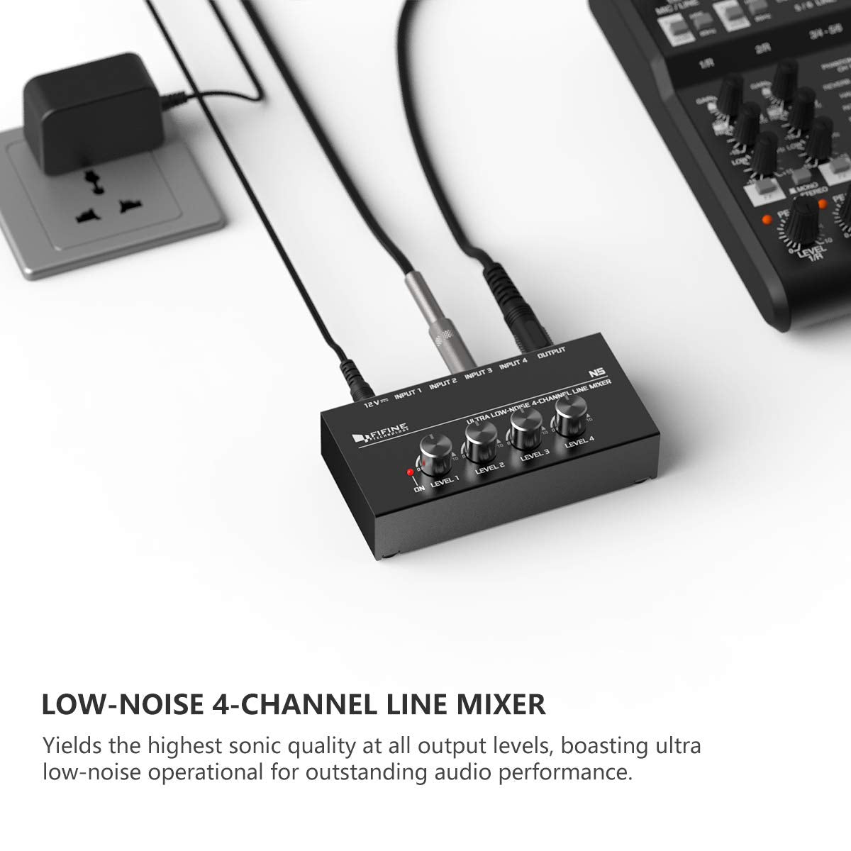 FIFINE N5 - Four - Channel Line Mixer With Individual Volume Control