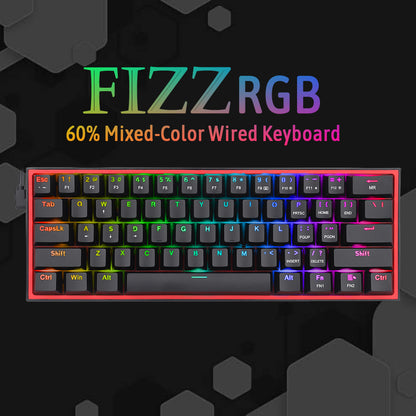 Redragon Fizz K617 - 60% Wired Mechanical Keyboard Black (Red Switches)